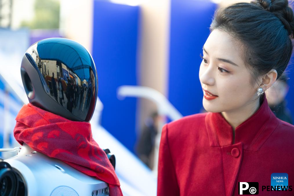 Humanoid robots of ＂Chucai＂ series displayed in Wuhan