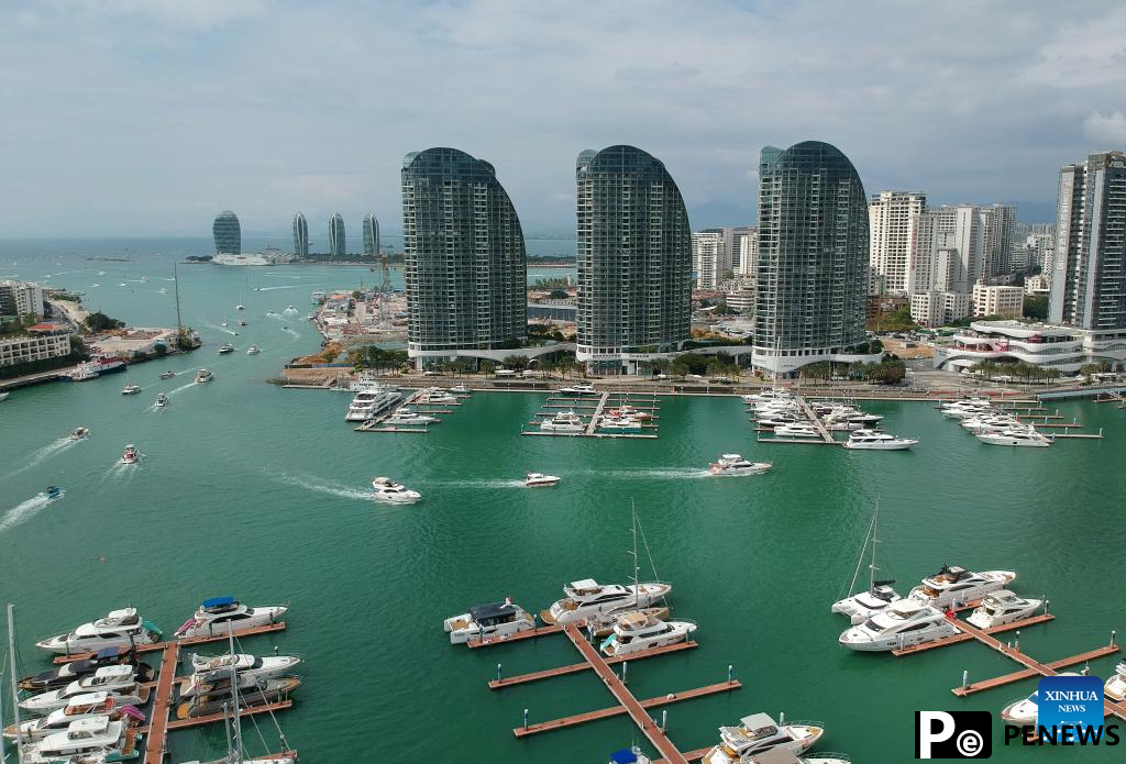 Tourists take yachts to have fun in Sanya, China