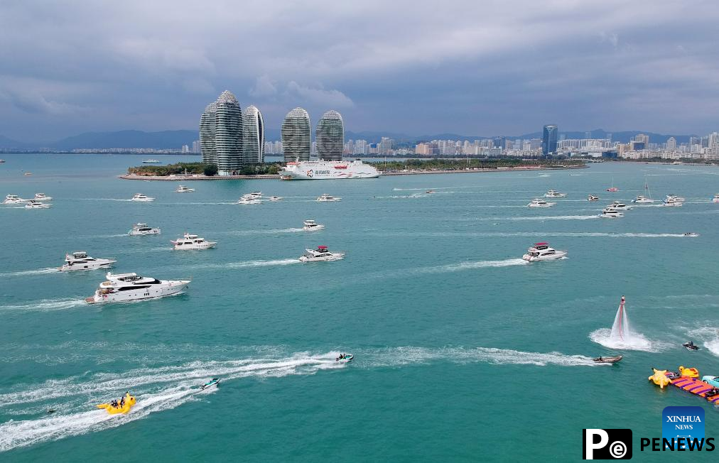 Tourists take yachts to have fun in Sanya, China