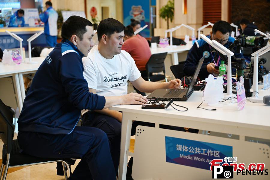 A glimpse of media center for 9th Asian Winter Games at Yabuli