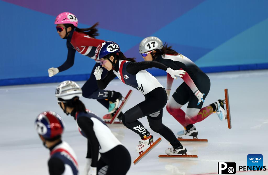 In pics: mixed 2000m relay semifinal match of short track speed skating at 9th Asian Winter Games