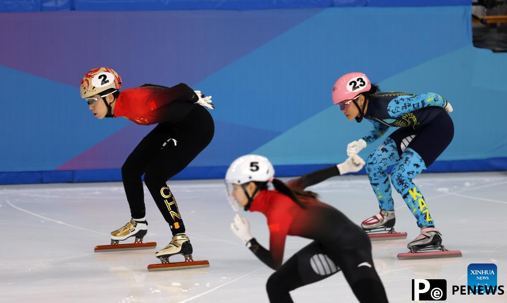 In pics: mixed 2000m relay semifinal match of short track speed skating at 9th Asian Winter Games