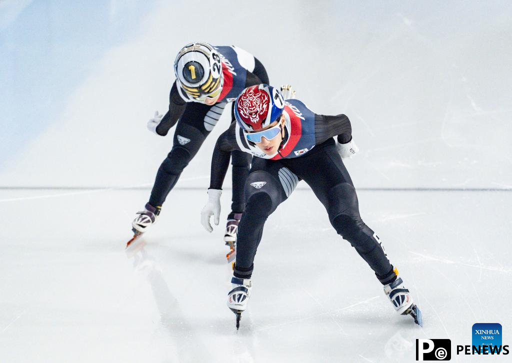 In pics: mixed 2000m relay semifinal match of short track speed skating at 9th Asian Winter Games