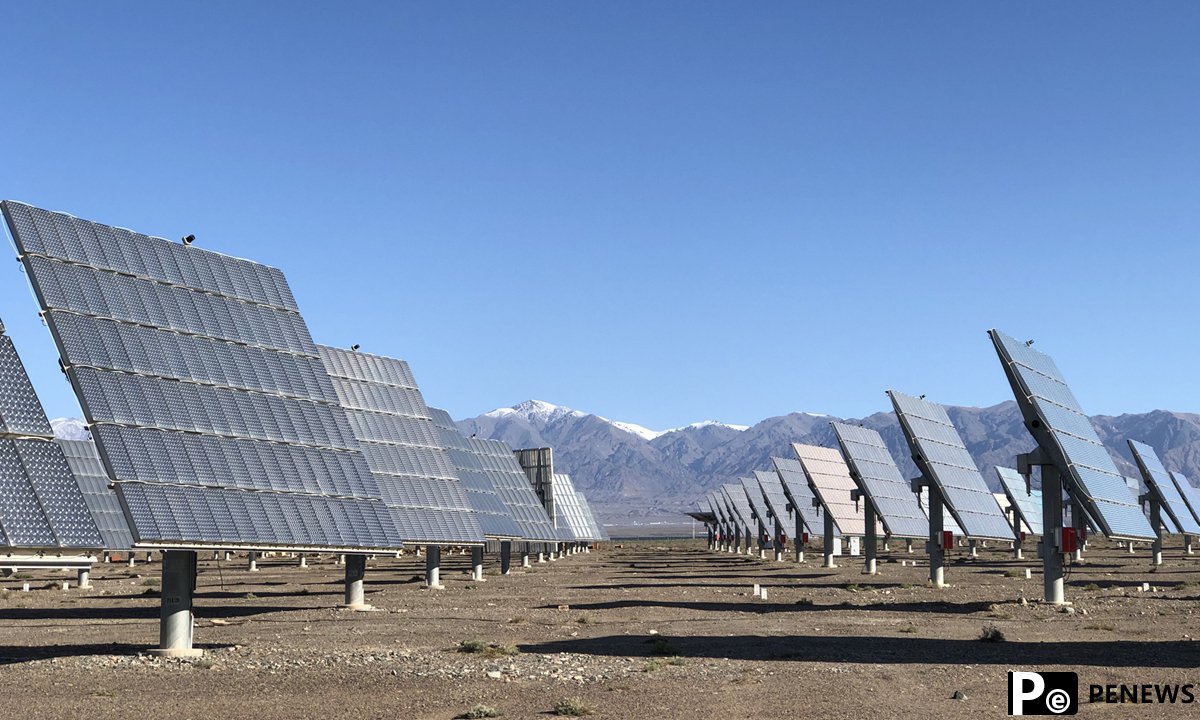 Solar panels made by a company in Xinjiang's Hami. Photo: Liu Xin/GT