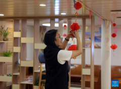 Members of China's 41st Antarctic expedition team prepare for upcoming Spring Festival