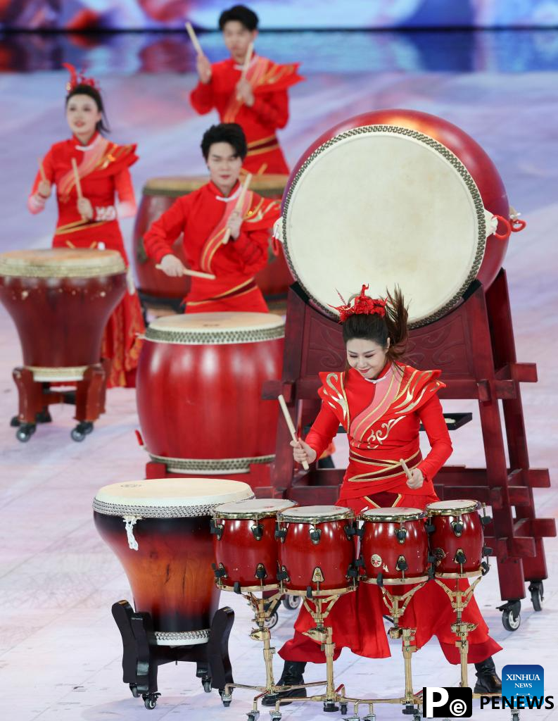 Artists perform prior to opening ceremony of 9th Asian Winter Games
