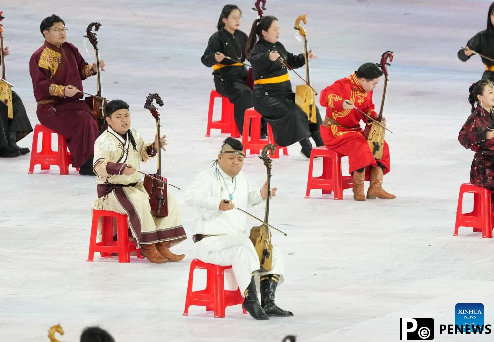 Artists perform prior to opening ceremony of 9th Asian Winter Games