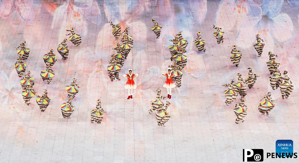 Artists perform prior to opening ceremony of 9th Asian Winter Games