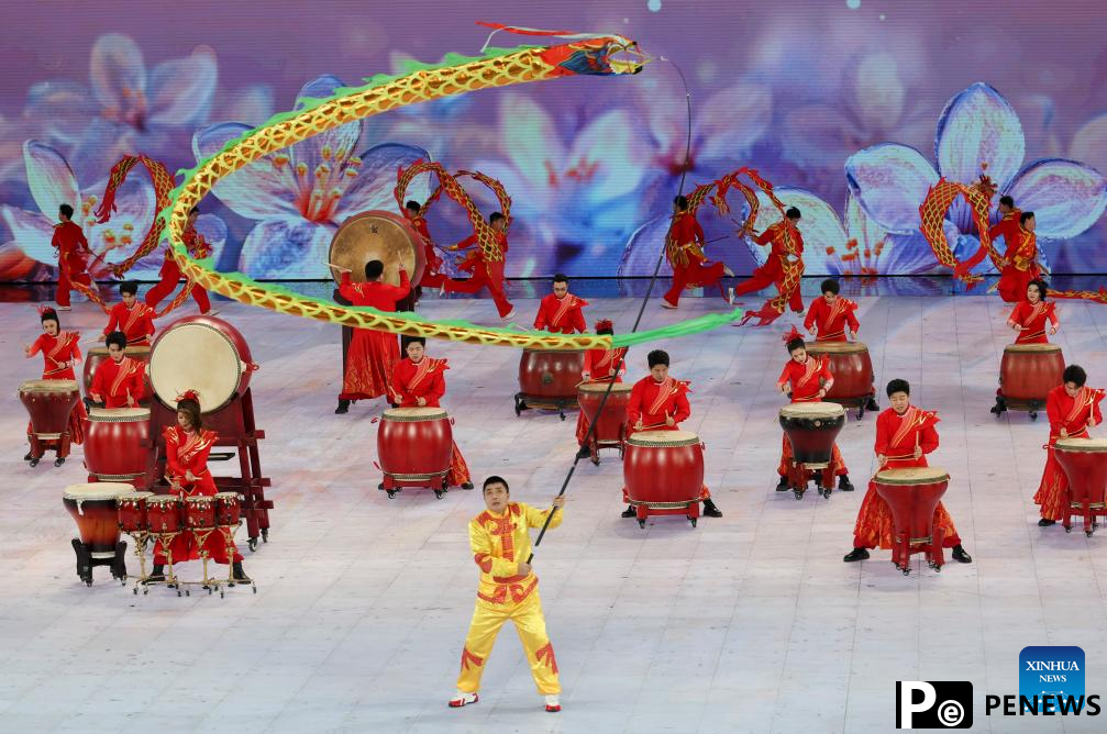 Artists perform prior to opening ceremony of 9th Asian Winter Games