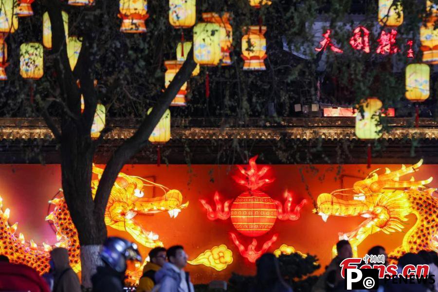 Stunning lanterns greet Spring Festival in Nanjing