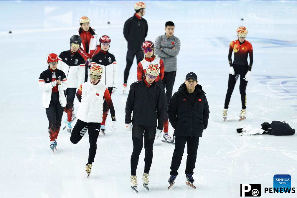 Chinese skaters attend training session ahead of competition at Asian Winter Games