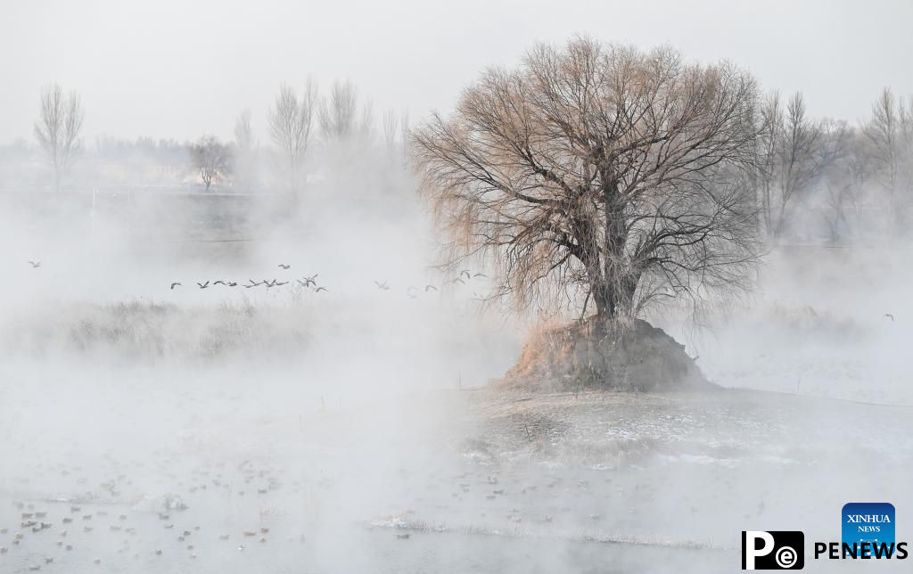 View of Dahei River country park in Hohhot, N China