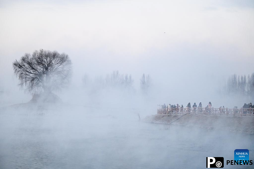View of Dahei River country park in Hohhot, N China