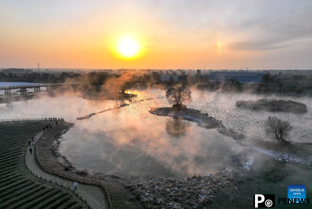 View of Dahei River country park in Hohhot, N China