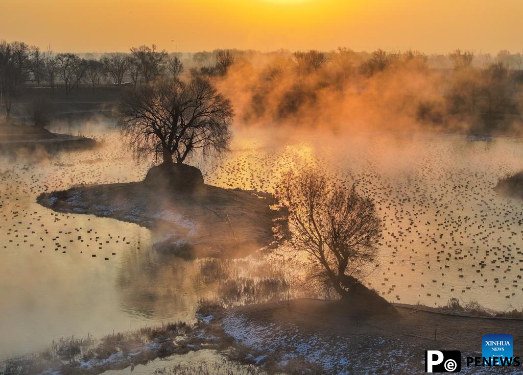 View of Dahei River country park in Hohhot, N China