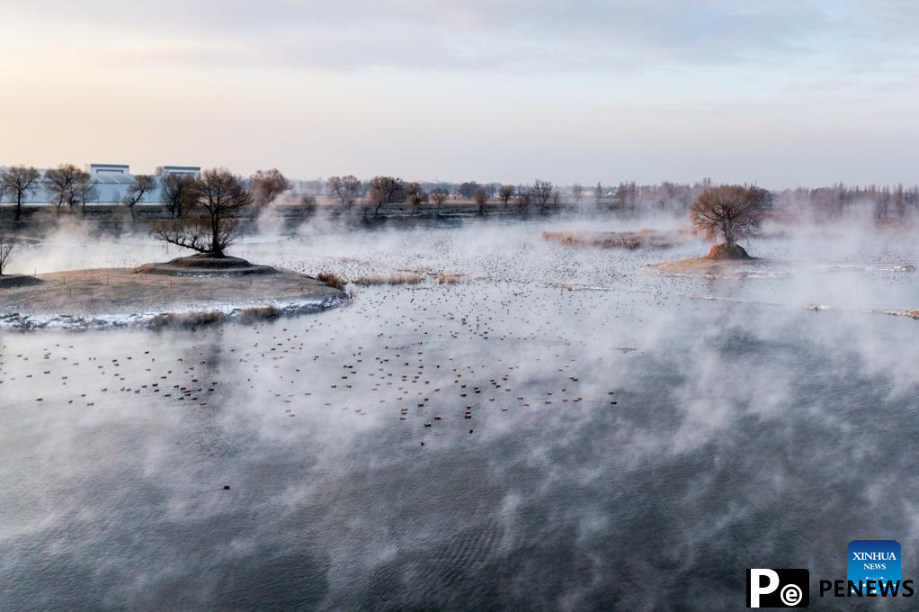 View of Dahei River country park in Hohhot, N China
