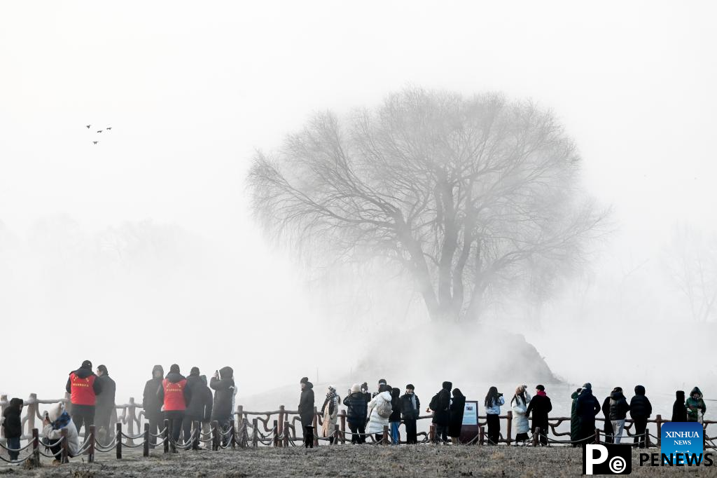 View of Dahei River country park in Hohhot, N China