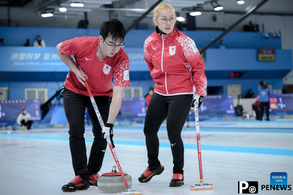 Highlights of curling mixed doubles Round Robin Session 1 at 2025 Asian Winter Games