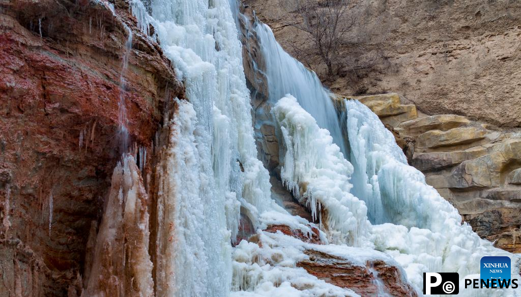 Scenery of Ruhe waterfall in NW China