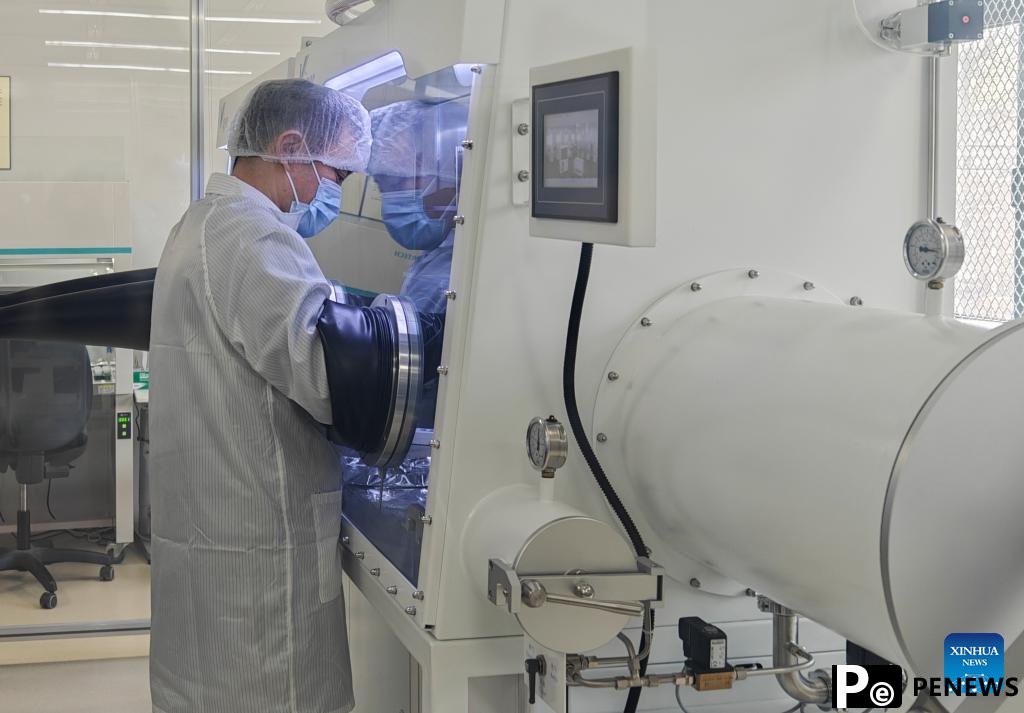A researcher with the Institute of Geology, Chinese Academy of Geological Sciences, prepares the lunar samples collected by the Chang'e-6 mission at the institute in Beijing, capital of China, on Feb. 26, 2025. (Photo: Xinhua)