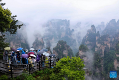 Tourists visit Zhangjiajie National Forest Park in China's Hunan