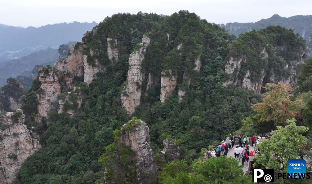 Tourists visit Zhangjiajie National Forest Park in China