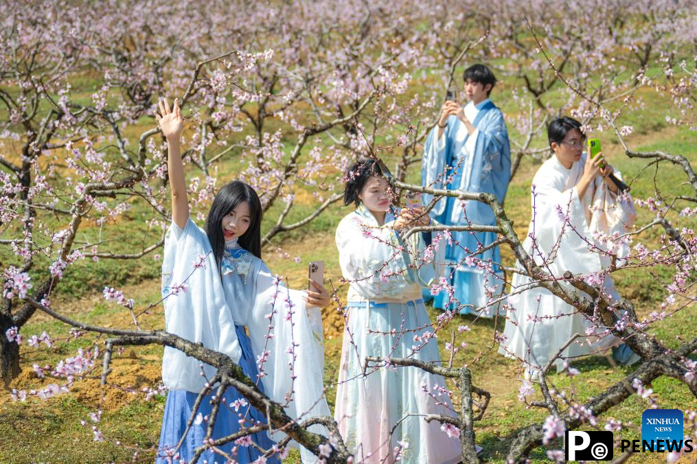 People enjoy scenery of blossoms across China