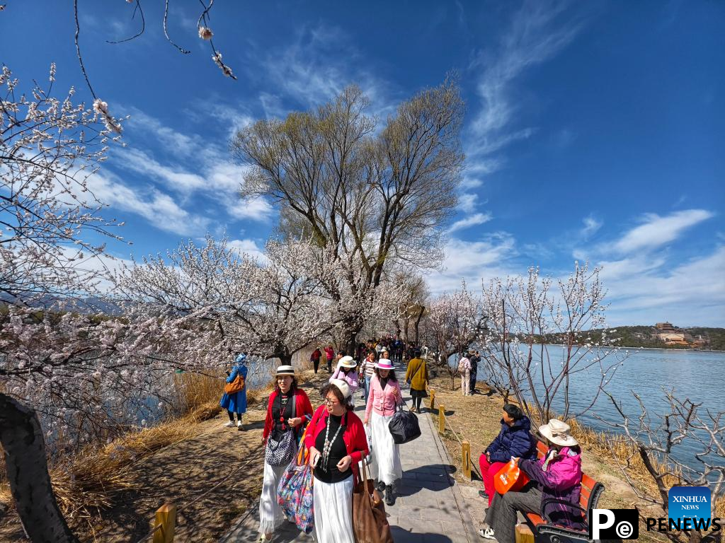 Tourists enjoy blossoms at Summer Palace in Beijing