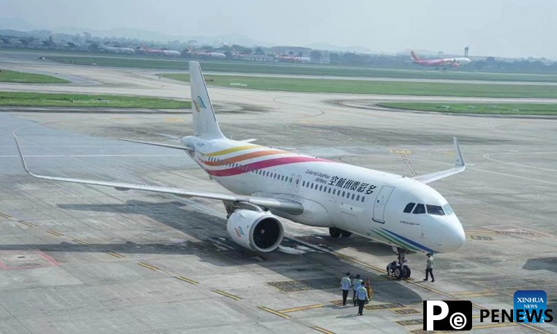 This photo shows the first direct flight of Colorful Guizhou Airlines from Guiyang to Hanoi of Vietnam at Guiyang Longdongbao International Airport in Guiyang, southwest China's Guizhou Province, Aug. 31, 2024. Photo: Xinhua