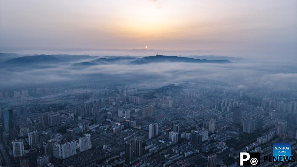 Sunrise scenery in Xining, China