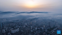 Sunrise scenery in Xining, China's Qinghai