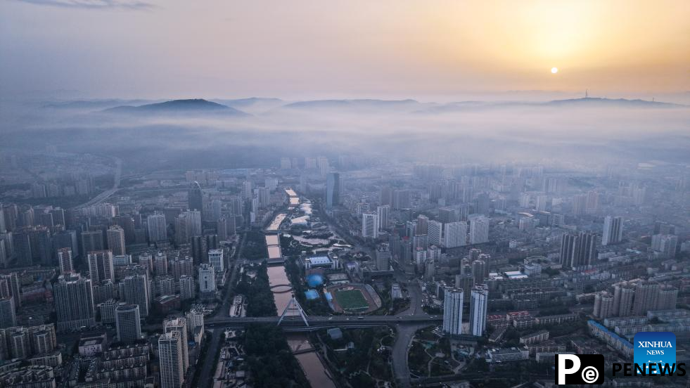 Sunrise scenery in Xining, China