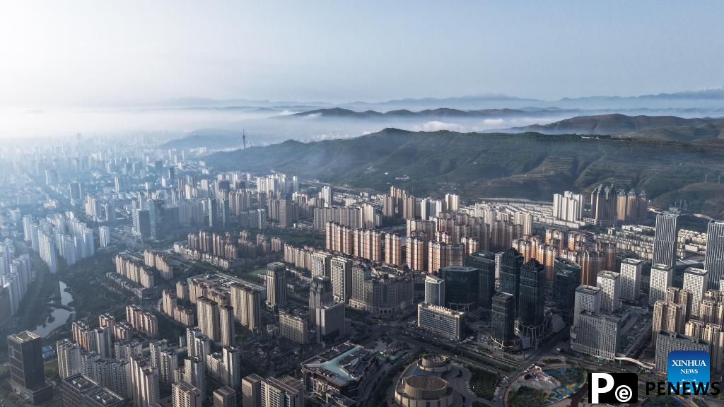 Sunrise scenery in Xining, China