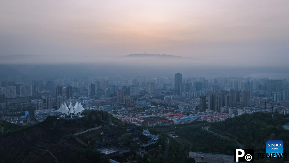 Sunrise scenery in Xining, China