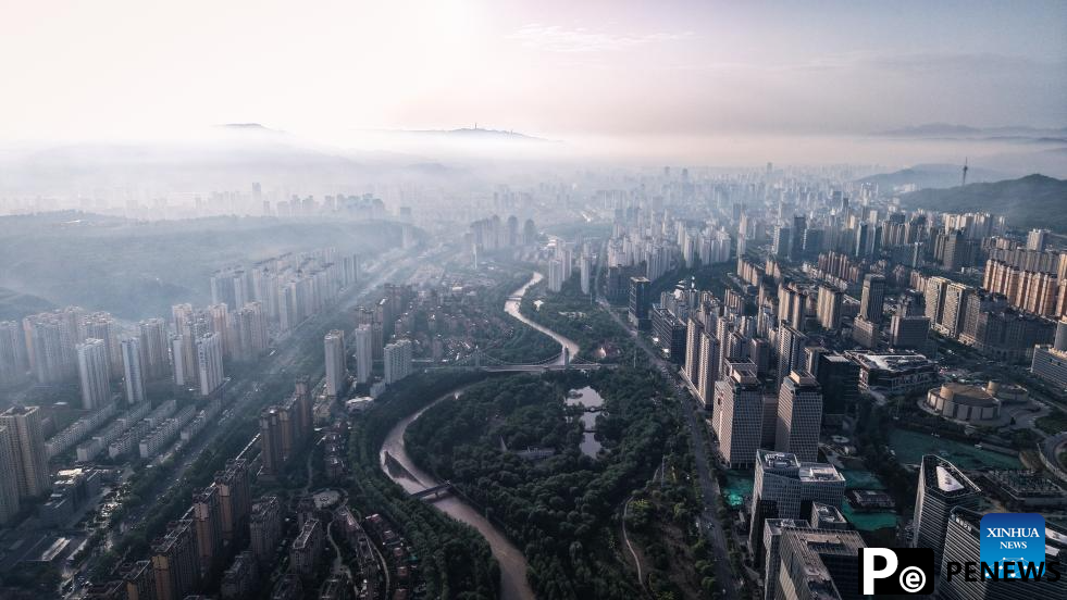 Sunrise scenery in Xining, China
