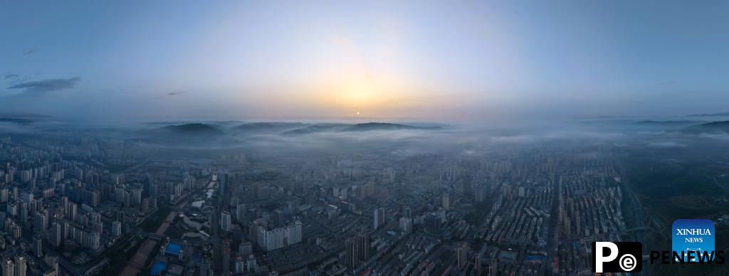 Sunrise scenery in Xining, China